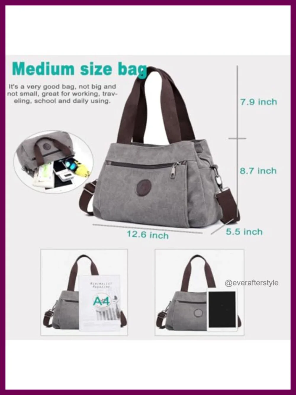 Hobo Canvas Crossbody Bag Women's 3-Compartment Purse Shoulder